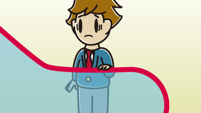 エスカレーターで困る男子高校生のイラスト【色、背景あり】PNG