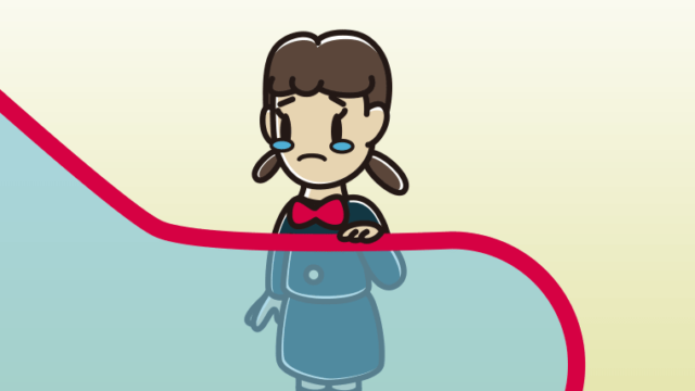 エスカレーターで泣く女子中学生のイラスト【色、背景あり】PNG