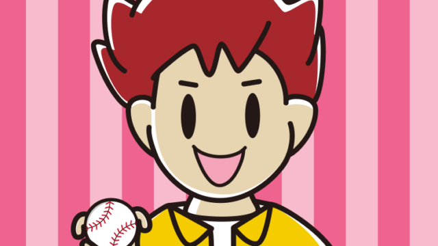 フォークボールの握り方をする男子大学生のイラスト【色、背景あり】PNG