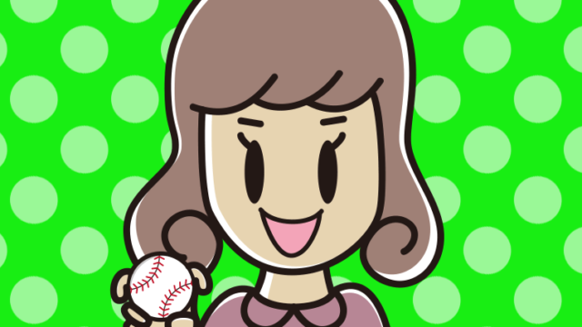 フォークボールの握り方をする女子大学生のイラスト【色、背景あり】PNG