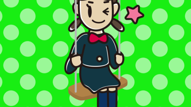 ブランコでウインクする女子中学生のイラスト【色、背景あり】PNG