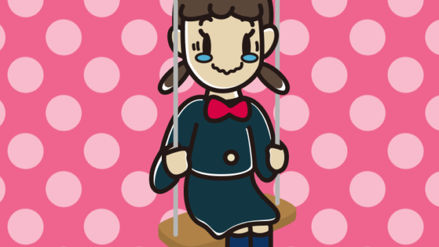 ブランコでジーンとする女子中学生のイラスト【色、背景あり】PNG