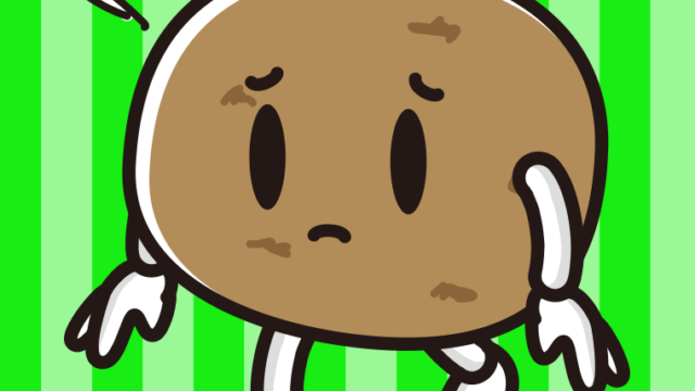 悲しそうなジャガイモちゃんのイラスト【色、背景あり】PNG