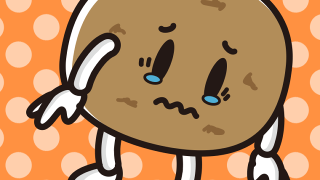 泣くジャガイモちゃんのイラスト【色、背景あり】PNG