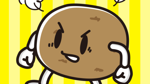 怒るジャガイモちゃんのイラスト【色、背景あり】PNG
