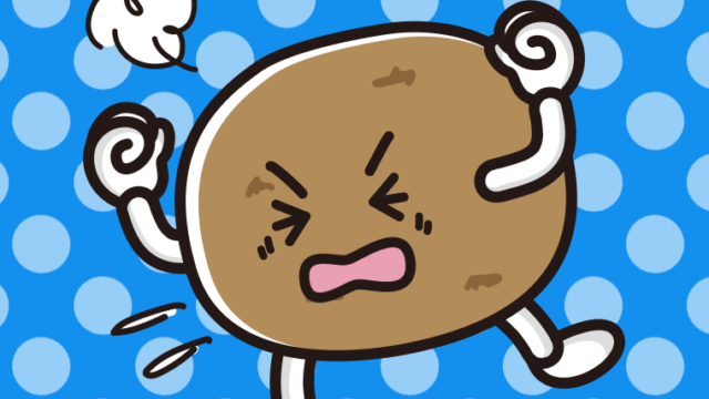 カンカンに怒るジャガイモちゃんのイラスト【色、背景あり】PNG