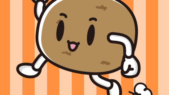 走るジャガイモちゃんのイラスト【色、背景あり】PNG