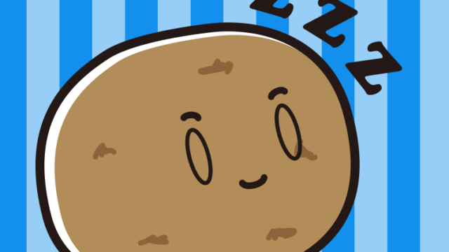 眠るジャガイモちゃんのイラスト【色、背景あり】PNG