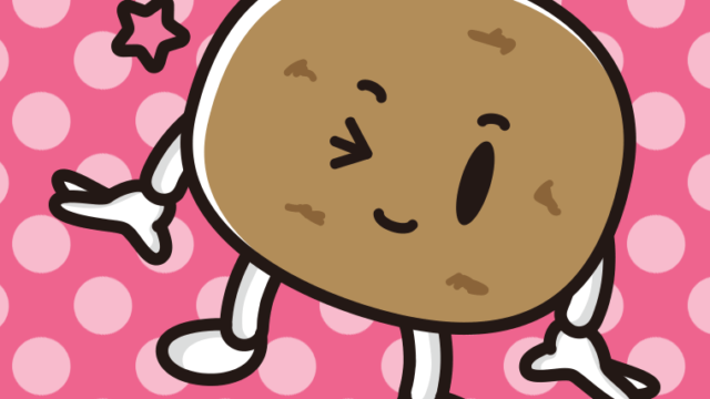 ウインクするジャガイモちゃんのイラスト【色、背景あり】PNG