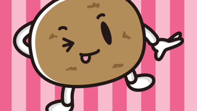 テヘヘなジャガイモちゃんのイラスト【色、背景あり】PNG