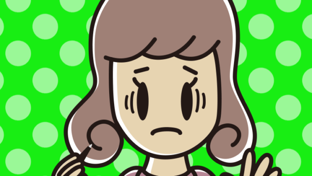 ボールペンを持って困る女子大学生のイラスト【色、背景あり】PNG