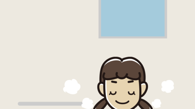 お風呂で目を閉じる女子中学生のイラスト【色、背景あり】PNG