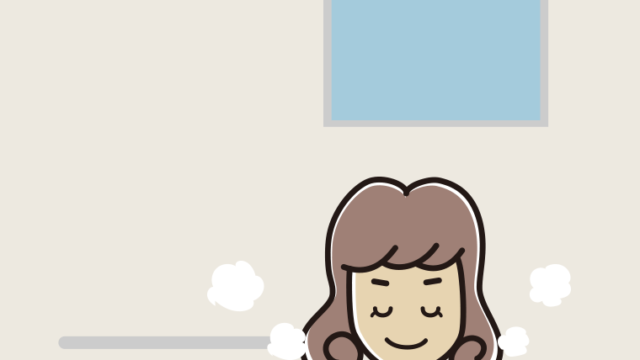 お風呂で目を閉じる女子大学生のイラスト【色、背景あり】PNG