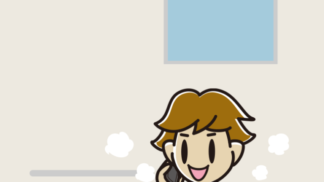 お風呂でスマホで電話する男子高校生のイラスト【色、背景あり】PNG