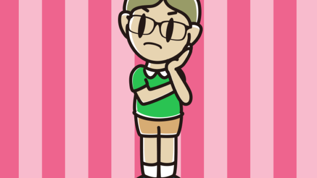 考える眼鏡の小学生男子のイラスト【色、背景あり】PNG