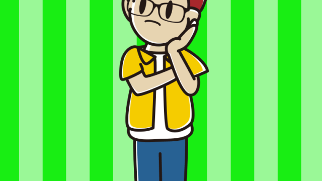 考える眼鏡の男子大学生のイラスト【色、背景あり】PNG