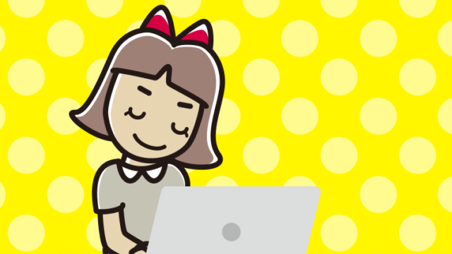 パソコンにお辞儀する小学生女子のイラスト【色、背景あり】PNG