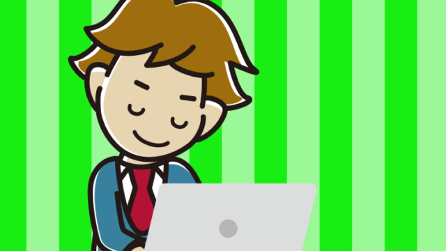 パソコンにお辞儀する男子高校生のイラスト【色、背景あり】PNG