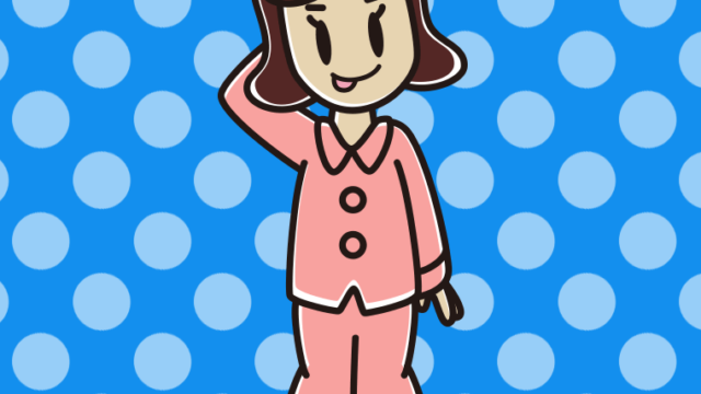 テヘヘなパジャマの女子高校生のイラスト【色、背景あり】PNG