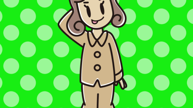 テヘヘなパジャマの女子大学生のイラスト【色、背景あり】PNG