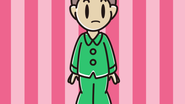 何かに気付くパジャマの男子中学生のイラスト【色、背景あり】PNG