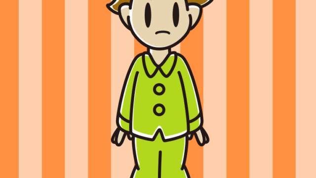 何かに気付くパジャマの男子高校生のイラスト【色、背景あり】PNG