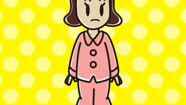 何かに気付くパジャマの女子高校生のイラスト【色、背景あり】PNG