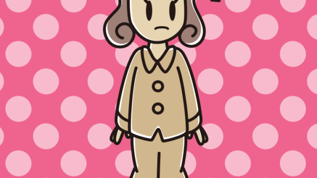 何かに気付くパジャマの女子大学生のイラスト【色、背景あり】PNG