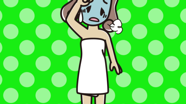 具合が悪いバスタオル姿の女子大学生のイラスト【色、背景あり】PNG