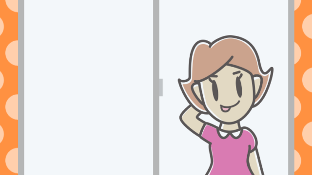 窓でテヘヘな女性のイラスト【色、背景あり】PNG