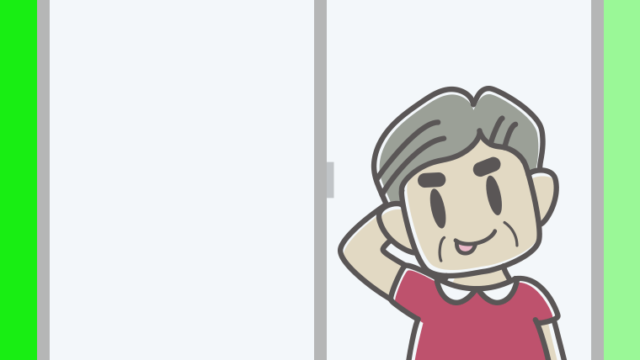 窓でテヘヘなおじさんのイラスト【色、背景あり】PNG