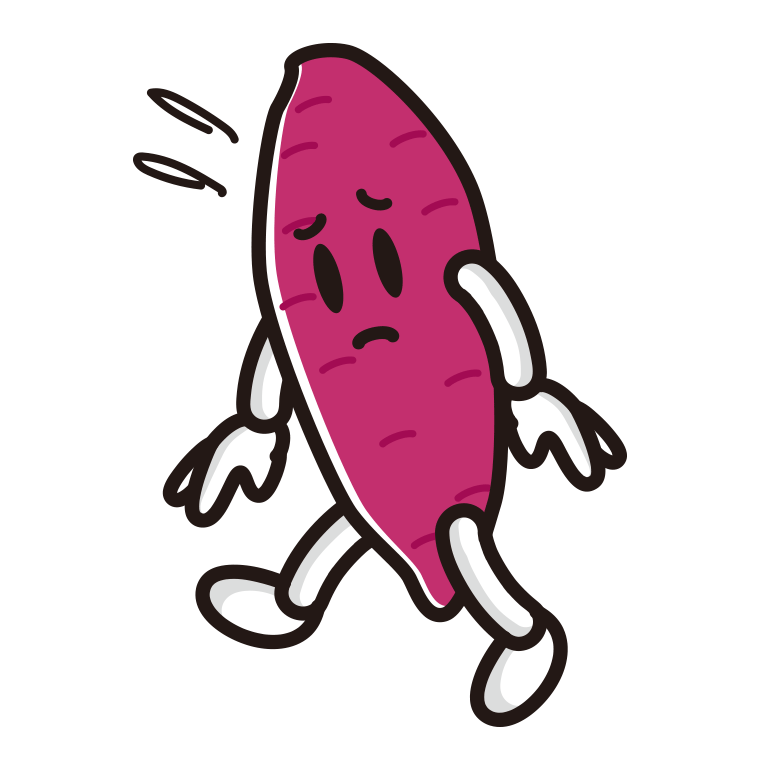 悲しそうなさつまいもちゃんのイラスト【色あり、背景なし】透過PNG
