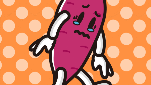泣くさつまいもちゃんのイラスト【色、背景あり】PNG