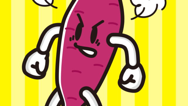 怒るさつまいもちゃんのイラスト【色、背景あり】PNG