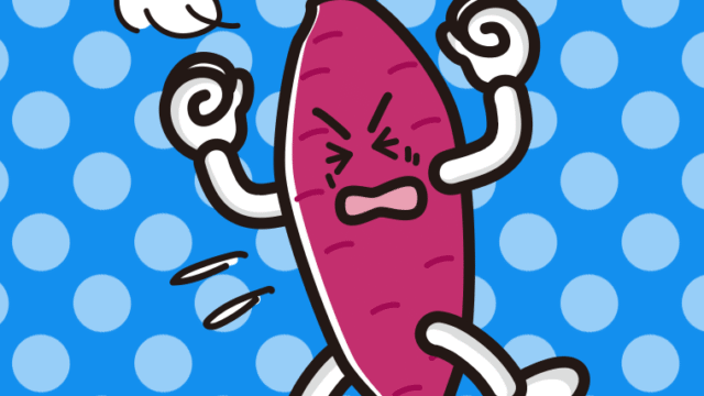 カンカンに怒るさつまいもちゃんのイラスト【色、背景あり】PNG