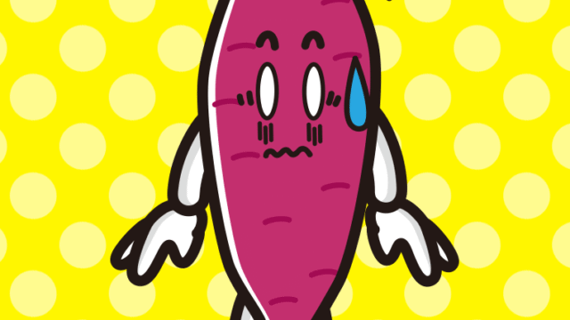 ショックを受けるさつまいもちゃんのイラスト【色、背景あり】PNG