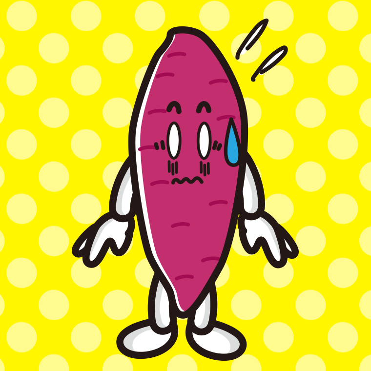 ショックを受けるさつまいもちゃんのイラスト【色、背景あり】PNG