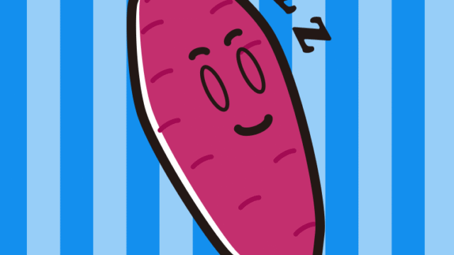 眠るさつまいもちゃんのイラスト【色、背景あり】PNG
