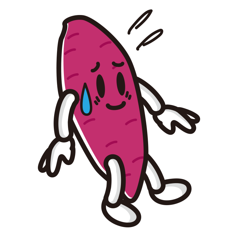 苦笑いするさつまいもちゃんのイラスト【色あり、背景なし】透過PNG