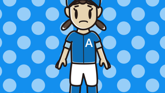 困る野球のユニフォーム姿の女子中学生のイラスト【色、背景あり】PNG