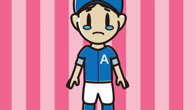 泣く野球のユニフォーム姿の小学生男子のイラスト【色、背景あり】PNG