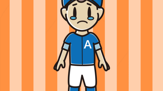 泣く野球のユニフォーム姿の男子中学生のイラスト【色、背景あり】PNG