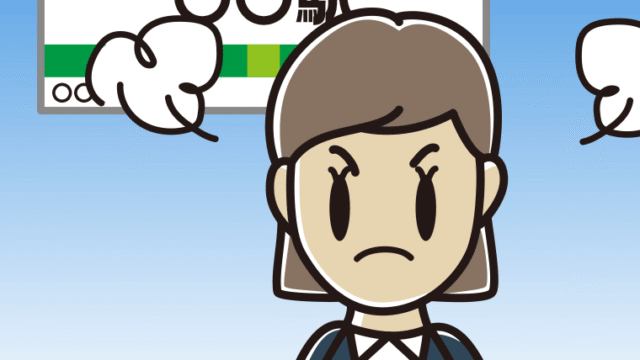 駅のホームで怒る女性会社員のイラスト【色、背景あり】PNG