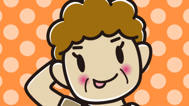 照れるおばさんのイラスト【色、背景あり】PNG