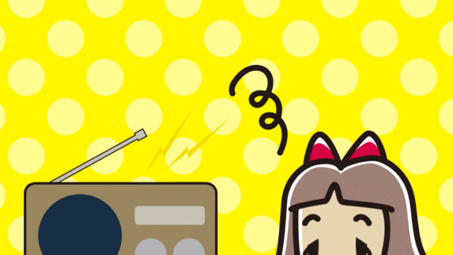 ぼーっとラジオを聴く小学生女子のイラスト【色、背景あり】PNG