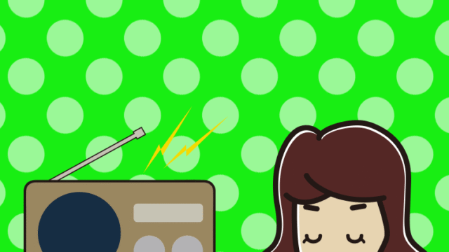 目を閉じてラジオを聴く女子高校生のイラスト【色、背景あり】PNG