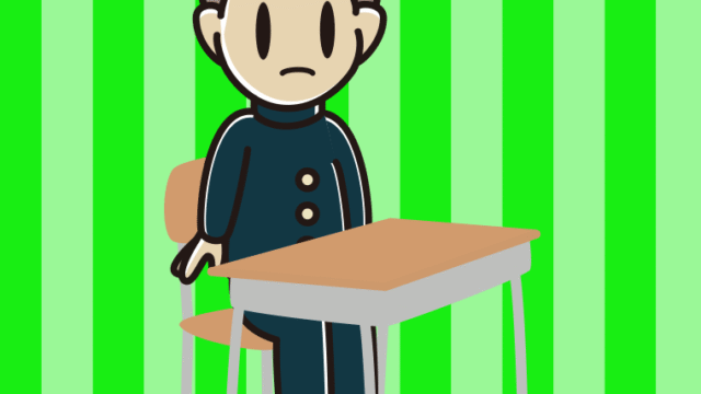 教室の席で何かに気付く男子中学生のイラスト【色、背景あり】PNG