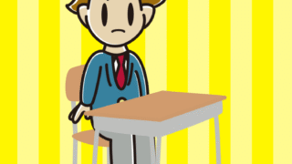 教室の席で何かに気付く男子高校生のイラスト【色、背景あり】PNG