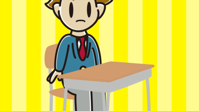 教室の席で何かに気付く男子高校生のイラスト【色、背景あり】PNG