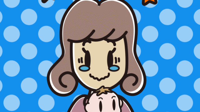 赤ちゃんを抱いてジーンとする女子大学生のイラスト【色、背景あり】PNG